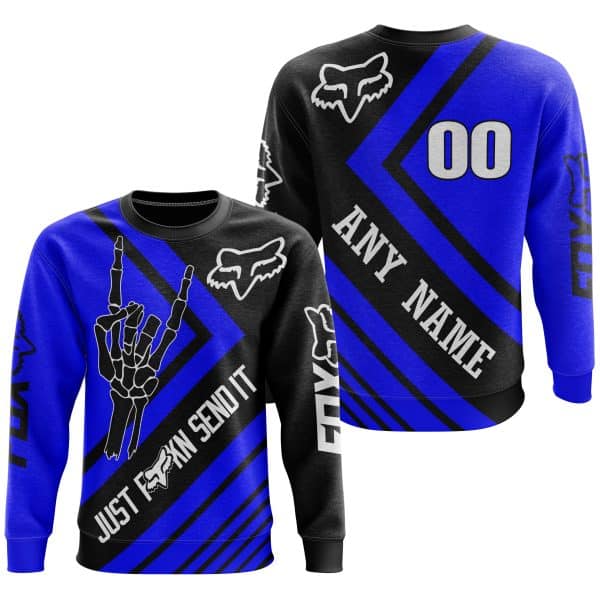 JUST FCKN SEND IT - FOX RACING BLUE | HOODIE & JERSEY | KID-YOUTH & ADULT - Image 4