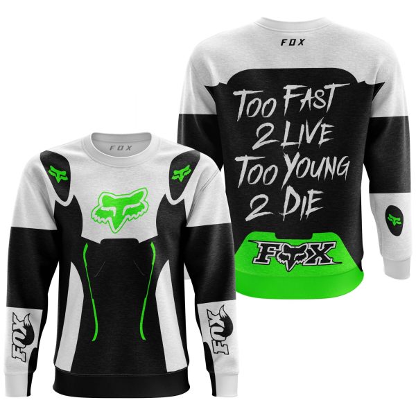 TOO FAST TO LIVE TOO YOUNG TO DIE – FOX RACING – WHITE GREEN - Image 3