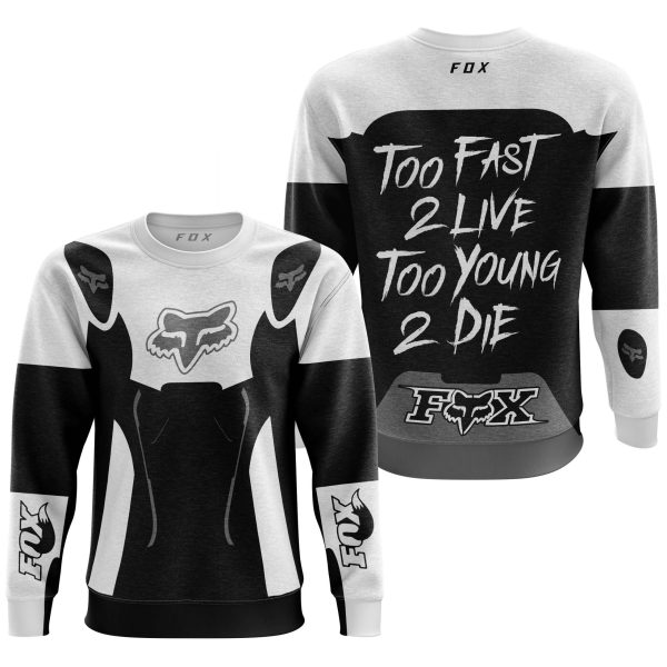TOO FAST TO LIVE TOO YOUNG TO DIE – FOX RACING – WHITE GREY - Image 3