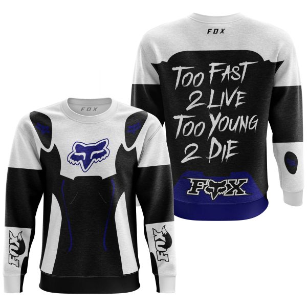 TOO FAST TO LIVE TOO YOUNG TO DIE – FOX RACING – WHITE NAVY - Image 3