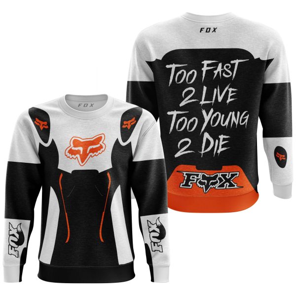 TOO FAST TO LIVE TOO YOUNG TO DIE – FOX RACING – WHITE ORANGE - Image 2