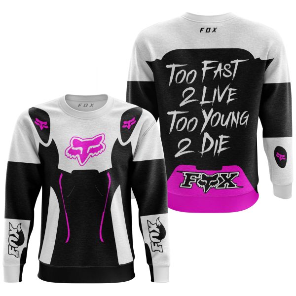 TOO FAST TO LIVE TOO YOUNG TO DIE – FOX RACING – WHITE PINK - Image 2