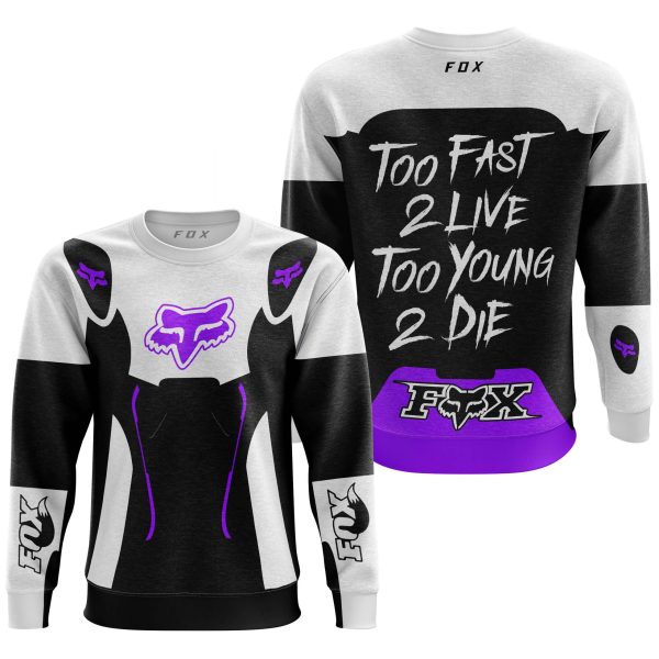 TOO FAST TO LIVE TOO YOUNG TO DIE – FOX RACING – WHITE PURPLE - Image 3