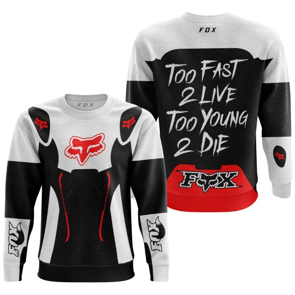 TOO FAST TO LIVE TOO YOUNG TO DIE – FOX RACING – WHITE RED - Image 3