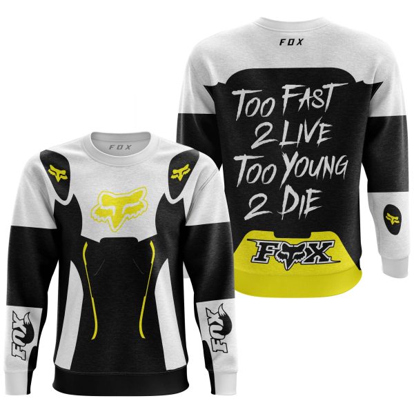 TOO FAST TO LIVE TOO YOUNG TO DIE – FOX RACING – WHITE YELLOW - Image 3