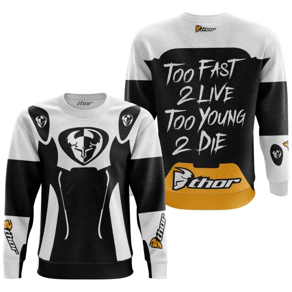 TOO FAST TO LIVE TOO YOUNG TO DIE - THOR RACING - WHITE - Image 3