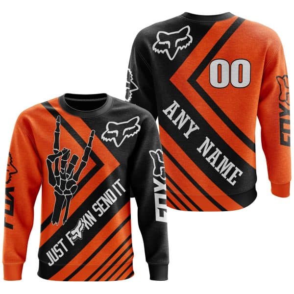 JUST FCKN SEND IT - FOX RACING ORANGE | HOODIE & JERSEY | KID-YOUTH & ADULT - Image 3