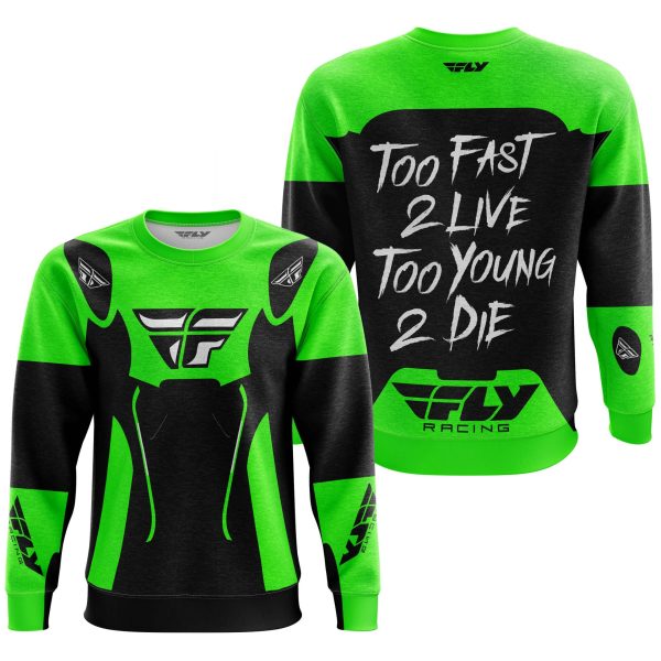 TOO FAST TO LIVE TOO YOUNG TO DIE - FLY RACING - GREEN - Image 3