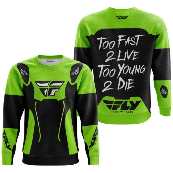 TOO FAST TO LIVE TOO YOUNG TO DIE - FLY RACING - GREEN 1 - Image 3