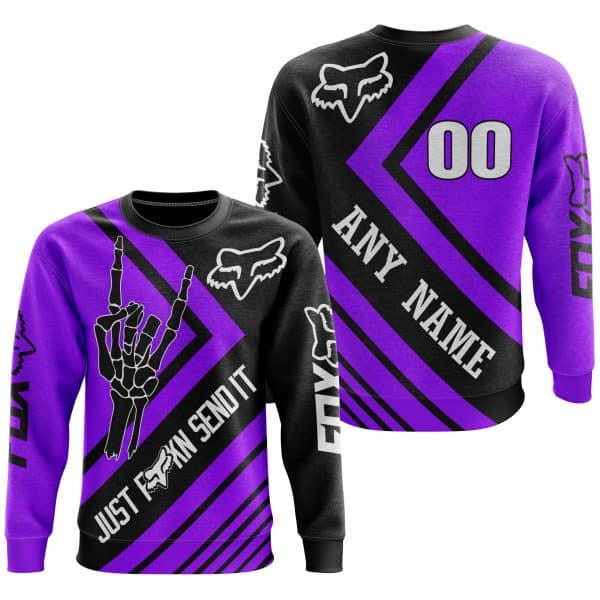 JUST FCKN SEND IT - FOX RACING PURPLE | HOODIE & JERSEY | KID-YOUTH & ADULT - Image 3