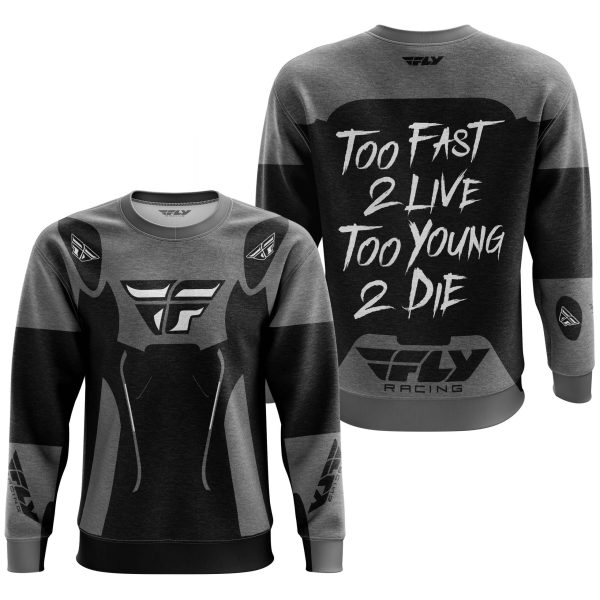 TOO FAST TO LIVE TOO YOUNG TO DIE - FLY RACING - GREY - Image 3