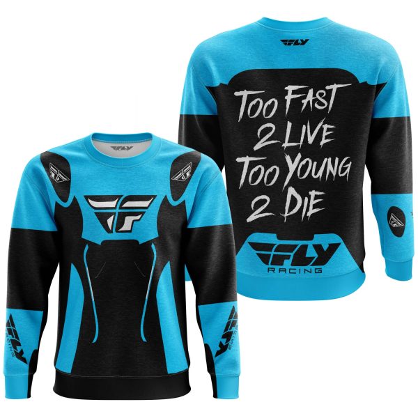 TOO FAST TO LIVE TOO YOUNG TO DIE - FLY RACING - SKY BLUE - Image 3