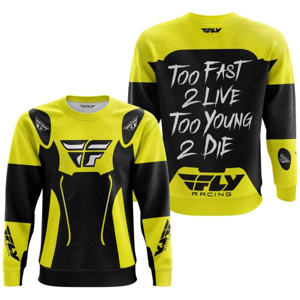 TOO FAST TO LIVE TOO YOUNG TO DIE - FLY RACING - YELLOW - Image 3