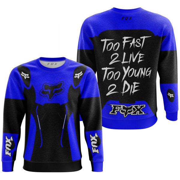 TOO FAST TO LIVE TOO YOUNG TO DIE - FOX RACING - BLUE - Image 3