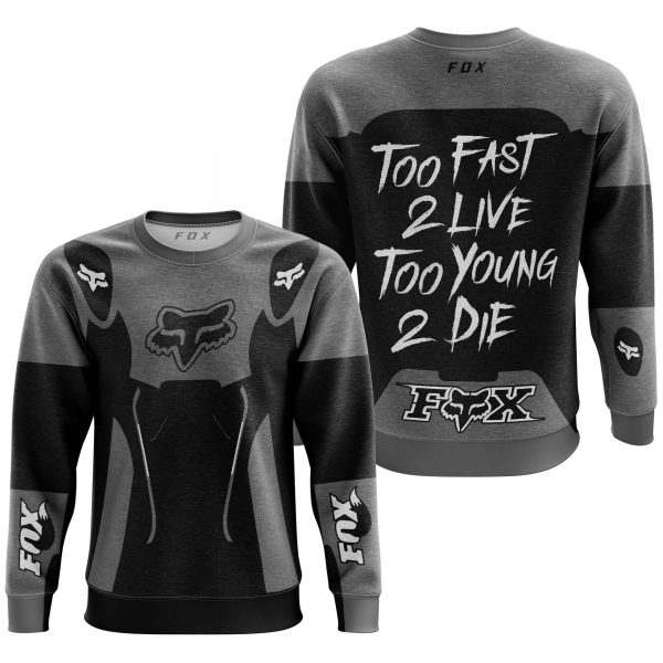 TOO FAST TO LIVE TOO YOUNG TO DIE - FOX RACING - GREY - Image 2