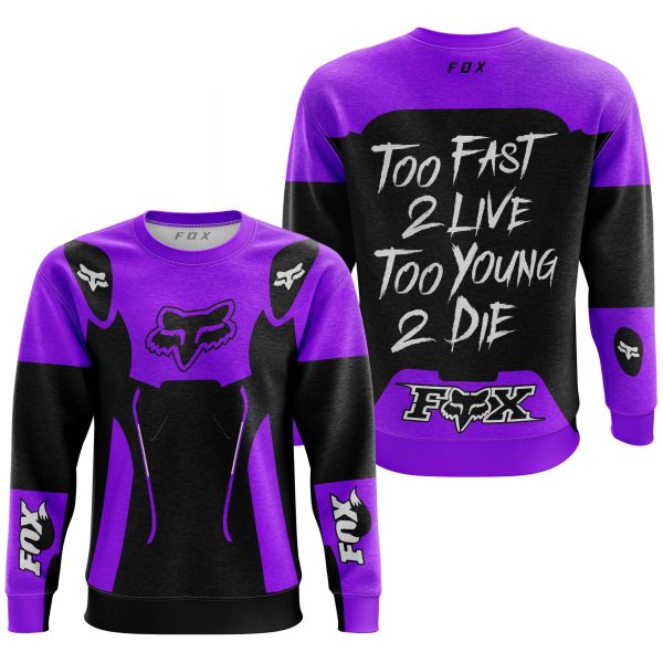 TOO FAST TO LIVE TOO YOUNG TO DIE - FOX RACING - PURPLE - Image 3