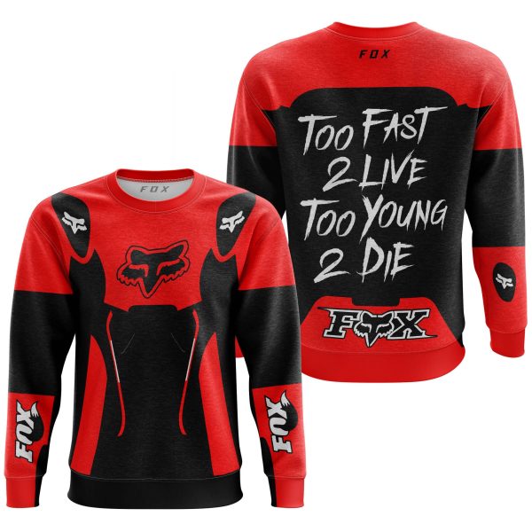 TOO FAST TO LIVE TOO YOUNG TO DIE - FOX RACING - RED - Image 3
