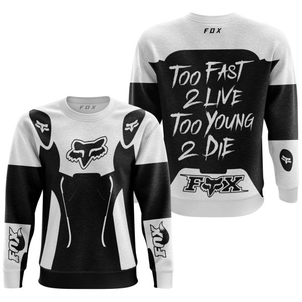 TOO FAST TO LIVE TOO YOUNG TO DIE - FOX RACING - WHITE - Image 3