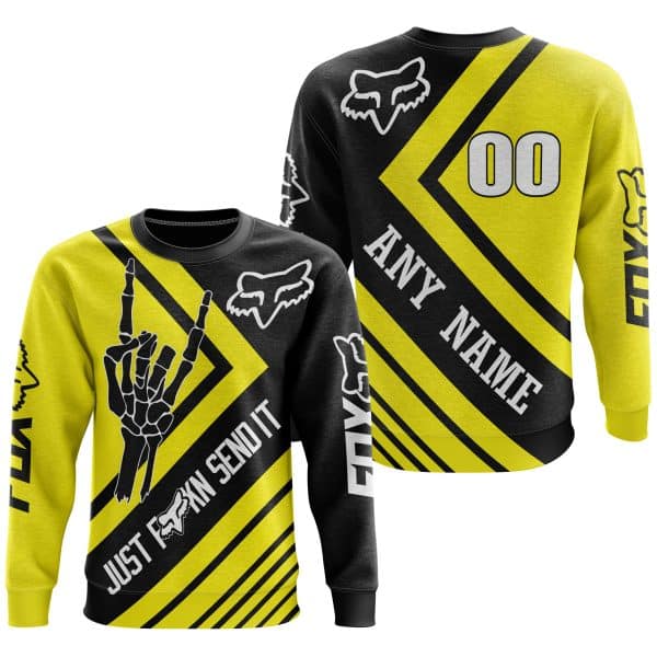 JUST FCKN SEND IT - FOX RACING YELLOW | HOODIE & JERSEY | KID-YOUTH & ADULT - Image 3