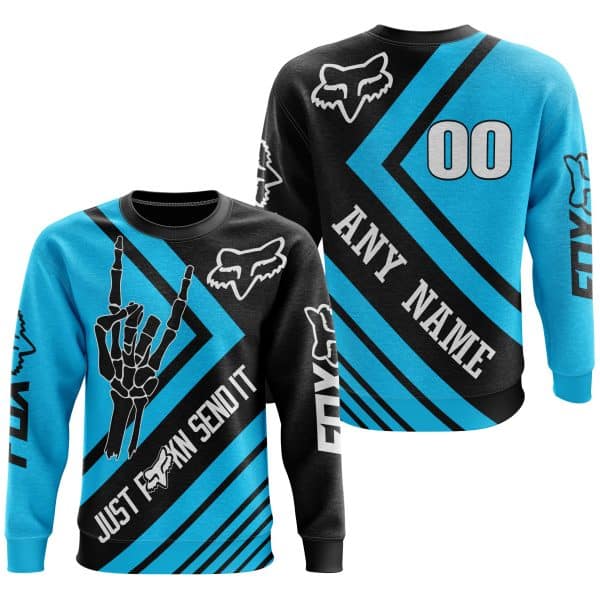 JUST FCKN SEND IT - FOX RACING BLU SKY | HOODIE & JERSEY | KID-YOUTH & ADULT - Image 3