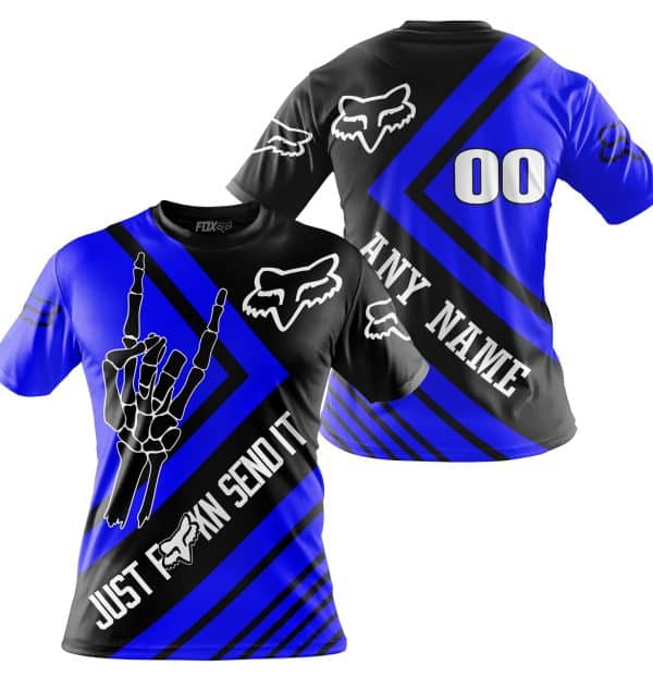 JUST FCKN SEND IT - FOX RACING BLUE | HOODIE & JERSEY | KID-YOUTH & ADULT - Image 3