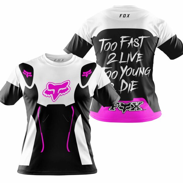 TOO FAST TO LIVE TOO YOUNG TO DIE – FOX RACING – WHITE PINK - Image 4