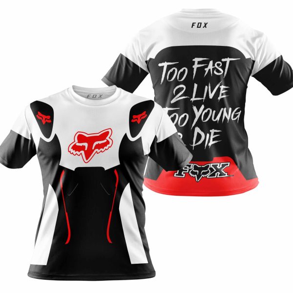 TOO FAST TO LIVE TOO YOUNG TO DIE – FOX RACING – WHITE RED - Image 4