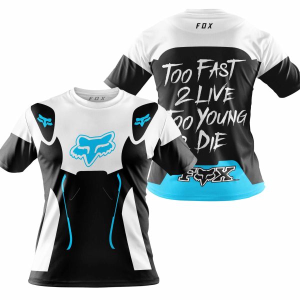 TOO FAST TO LIVE TOO YOUNG TO DIE – FOX RACING – WHITE SKY BLUE - Image 4
