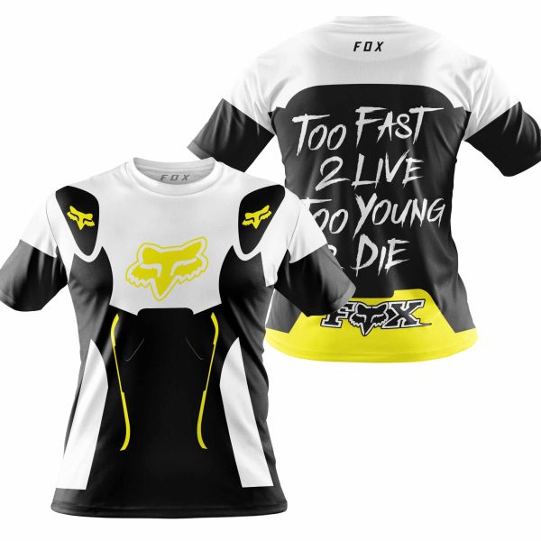 TOO FAST TO LIVE TOO YOUNG TO DIE – FOX RACING – WHITE YELLOW - Image 4