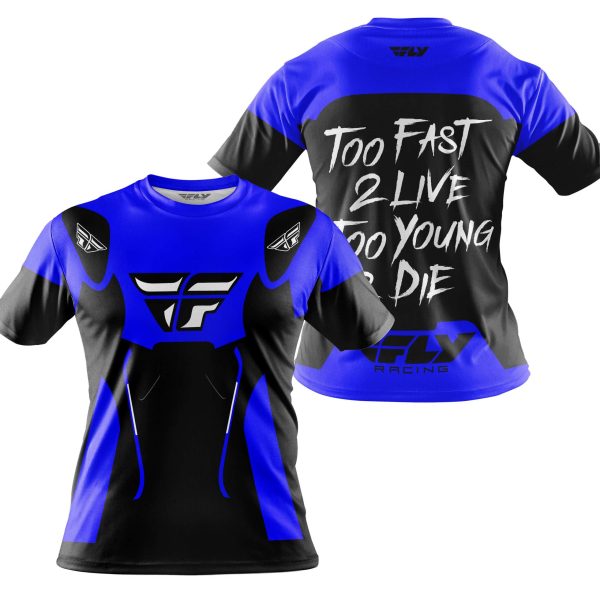 TOO FAST TO LIVE TOO YOUNG TO DIE - FLY RACING - BLUE - Image 4