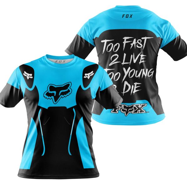 TOO FAST TO LIVE TOO YOUNG TO DIE - FOX RACING - SKY BLUE - Image 4