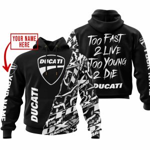 TOO FAST TO LIVE TOO YOUNG TO DIE - LIMITED EDITION - CUSTOM NAME - DUCATI - BLACK