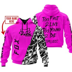TOO FAST TO LIVE TOO YOUNG TO DIE - LIMITED EDITION - CUSTOM NAME - FOX RACING - PINK