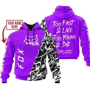 TOO FAST TO LIVE TOO YOUNG TO DIE - LIMITED EDITION - CUSTOM NAME - FOX RACING - PURPLE