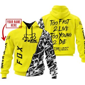 TOO FAST TO LIVE TOO YOUNG TO DIE - LIMITED EDITION - CUSTOM NAME - FOX RACING - YELLOW