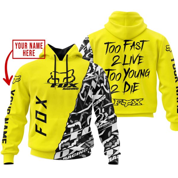 TOO FAST TO LIVE TOO YOUNG TO DIE - LIMITED EDITION - CUSTOM NAME - FOX RACING - YELLOW