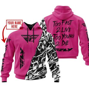 TOO FAST TO LIVE TOO YOUNG TO DIE - LIMITED EDITION - CUSTOM NAME - FLY RACING - PINK 1