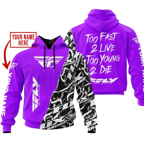 TOO FAST TO LIVE TOO YOUNG TO DIE - LIMITED EDITION - CUSTOM NAME - FLY RACING - PURPLE