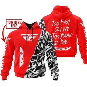 TOO FAST TO LIVE TOO YOUNG TO DIE - LIMITED EDITION - CUSTOM NAME - FLY RACING - RED
