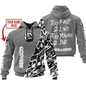 TOO FAST TO LIVE TOO YOUNG TO DIE - LIMITED EDITION - CUSTOM NAME - SEA DOO - GREY