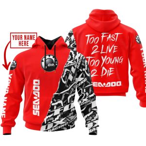 TOO FAST TO LIVE TOO YOUNG TO DIE - LIMITED EDITION - CUSTOM NAME - SEA DOO - RED