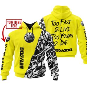 TOO FAST TO LIVE TOO YOUNG TO DIE - LIMITED EDITION - CUSTOM NAME - SEA DOO - YELLOW