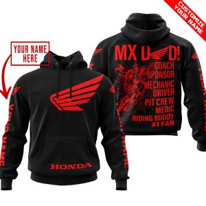 MX DAD - PERSONALISED GIFTS FOR CHILDREN & ADULTS - HONDA -BLACK RED