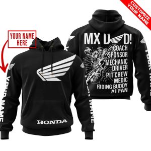 MX DAD - PERSONALISED GIFTS FOR CHILDREN & ADULTS - HONDA - BLACK WHITE
