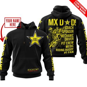 MX DAD - PERSONALISED GIFTS FOR CHILDREN & ADULTS - ROCKSTAR - BLACK YELLOW
