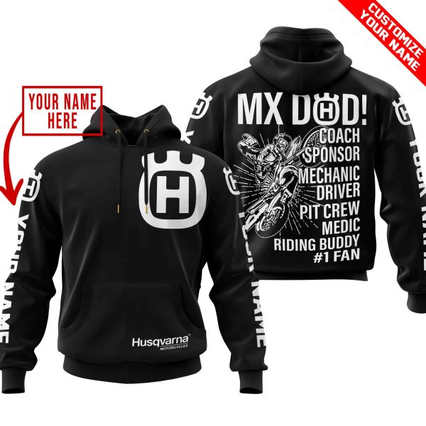 MX DAD - PERSONALISED GIFTS FOR CHILDREN & ADULTS - HUSQVARNA - BLACK WHITE