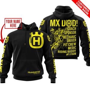 MX DAD - PERSONALISED GIFTS FOR CHILDREN & ADULTS - HUSQVARNA - BLACK YELLOW