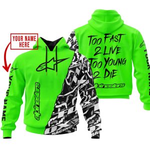 TOO FAST TO LIVE TOO YOUNG TO DIE - LIMITED EDITION - CUSTOM NAME - ALPINESTARS - GREEN