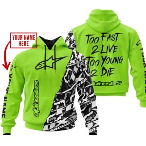 TOO FAST TO LIVE TOO YOUNG TO DIE - LIMITED EDITION - CUSTOM NAME - ALPINESTARS - GREEN 1