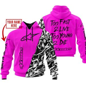 TOO FAST TO LIVE TOO YOUNG TO DIE - LIMITED EDITION - CUSTOM NAME - ALPINESTARS - PINK